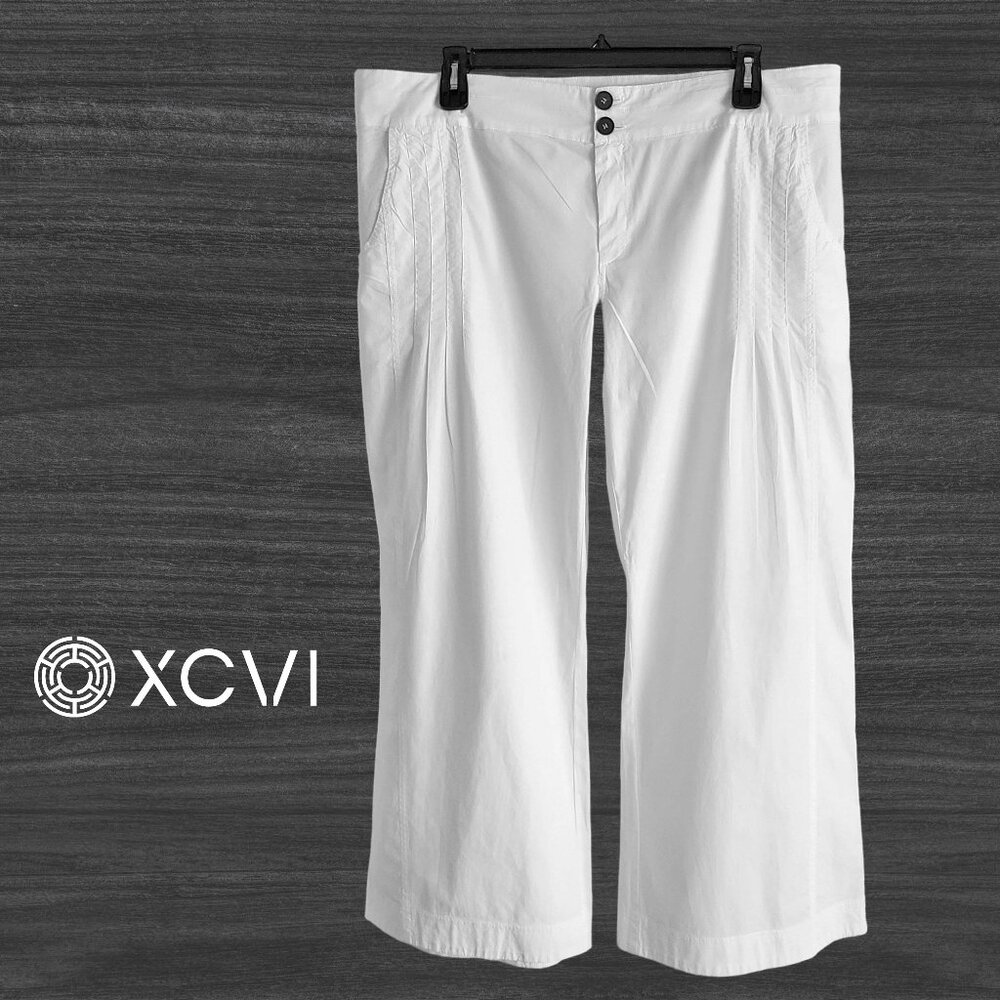 XCVI ~ Plus Size Mini Pleat Wide Leg Pants ~ White 3X